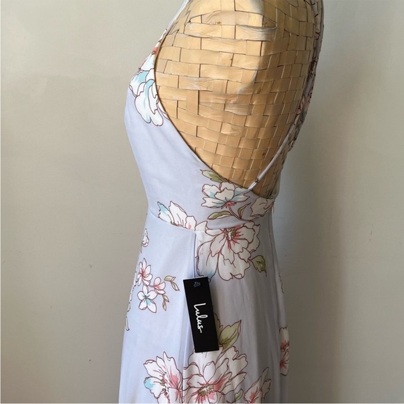 NWT Lulus Blooms for You Floral Maxi Dress Light Blue Pink XS - Picture 9 of 10